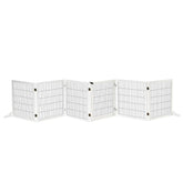 PawHut Wooden Dog Gate, 170" Freestanding Pet Gate, 6-Panel Foldable Dog Safety Barrier with 2 Support Feet for House Doorway Stairs, Small and Medium Dogs, White