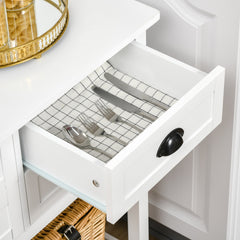 HOMCOM Coffee Bar Cabinet, Sideboard Buffet Cabinet, Kitchen Cabinet with 4 Drawers and Slatted Bottom Shelf for Kitchen, Living Room, White