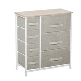 HOMCOM 7-Drawer Dresser Storage Tower Cabinet Organizer Unit, Easy Pull Fabric Bins with Metal Frame for Bedroom, Closets, Light Gray