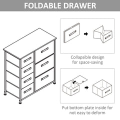 HOMCOM 7-Drawer Dresser Storage Tower Cabinet Organizer Unit, Easy Pull Fabric Bins with Metal Frame for Bedroom, Closets, Light Gray