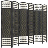 HOMCOM 6 Panel Room Divider, Folding Privacy Screen, 5.6' Room Separator, Wave Fiber Freestanding Partition Wall Divider, Black