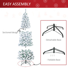 HOMCOM 6ft Pre-Lit Snow-Flocked Slim Douglas Fir Artificial Christmas Tree with Realistic Branches, 250 LED Lights and 462 Tips