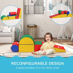 Soozier 5 Piece Climb and Crawl Activity Play Set, Baby Soft Play Set, Foam Climbing Blocks for Toddlers, Kids Preschooler Indoor Play Equipment Assorted