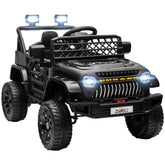 Qaba 12V Ride On Truck, Battery Powered Kids Electric Car UTV with 4 Suspension Wheels, Remote Control, 3 Speeds, LED Headlights, Horn, USB Music, Black