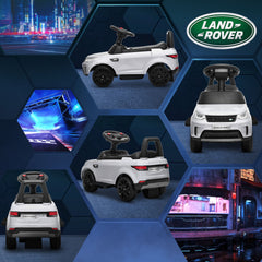 Qaba Land Rover Licensed 6V Ride on Push Car, 2 in 1 Sliding Car, Battery Powered Electric Car for Kids with Headlights Music Horn for 18-60 Months, White