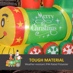 Outsunny 5.9' Christmas Inflatables Train with White LED Lights, Blow-Up Outdoor Christmas Decorations for Lawn Garden Party