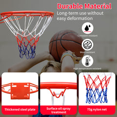 DOUBLE FISH 18-inch Orange/Black Basketball Hoop, Basketball Net with Ring, Net and Bracket, Professional Size Weather-Resistant Basketball Ring, Suitable for Wall-Mounted, School Playground