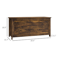 HOMCOM 39.4 inch Storage Chest w/ 2 Safety Hinges, Wooden Box, Rustic Brown