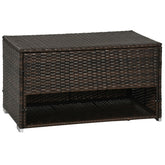 Outsunny Outdoor Deck Box & Shoe Storage, PE Rattan Wicker Towel Rack with Liner for Indoor, Outdoor, Patio Furniture Cushions, Pool, Toys, Garden Tools, Brown