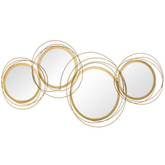 HOMCOM Metal Wall Art Modern Mirror Decor Home Hanging Wall Sculptures for Living Room Bedroom Dining Room, Gold