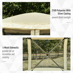 Outsunny Pop Up Camping Canopy Gazebo Screen Shelter Tent with Single Person Easy Set-Up, Ventilating Mesh, Portable Carry Bag for Outdoor Camping Party Event, 7x7FT, Beige