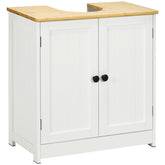 kleankin Modern Bathroom Under Sink Cabinet, Bathroom Vanity for Wall Mount Sink, Storage Cabinet with Double Doors and Adjustable Shelf, White