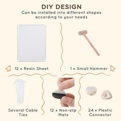 PawHut Pet Playpen DIY Small Animal Cage Open Enclosure Portable Plastic Fence 12 Panels for Bunny Chinchilla Guinea Pig White, 18" x 14"