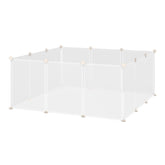 PawHut Pet Playpen DIY Small Animal Cage Open Enclosure Portable Plastic Fence 12 Panels for Bunny Chinchilla Guinea Pig White, 18" x 14"