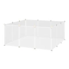 PawHut Pet Playpen DIY Small Animal Cage Open Enclosure Portable Plastic Fence 12 Panels for Bunny Chinchilla Guinea Pig White, 18" x 14"