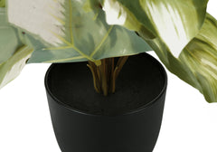 Artificial Plant, 13" Tall, Monstera Calthea, Indoor, Faux, Fake, Table, Greenery, Potted, Set Of 2, Decorative, Green Leaves, Black Pots