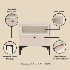 Nightstand in Pale Rose and White