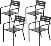 4-Pieces Patio Dining Chairs, Outdoor Heavy Duty Metal Chairs Set of 4, Stackable Garden Chairs with Ergonomic Armrest, Patio Furniture Chairs Set for Backyard Lawn Patio, Black