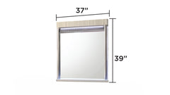 Leonor Modern Style Mirror with LED in Gray with clean linear detailing(INCLUDES MIRROR ONLY NOT DRESSER)