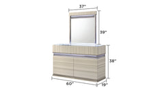 Leonor Modern Style Mirror with LED in Gray with clean linear detailing(INCLUDES MIRROR ONLY NOT DRESSER)