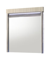 Leonor Modern Style Mirror with LED in Gray with clean linear detailing(INCLUDES MIRROR ONLY NOT DRESSER)