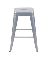 24 Inch Counter Height Stool, Backless Metal Bar Stools Set of 2, Non-Stackable, Detachable & Easy Assembly, Space-Saving Design for Kitchen Island/Bar/Café/Dining Room (Sliver)