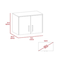 Penny Storage Cabinet, Wall Cabinet Double Door, Three Internal Shelves