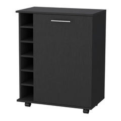 Rawlins Bar Cart with 6-Bottle Rack, Storage Cabine and Mobile Caster Wheels