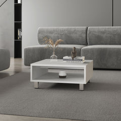 Avondale Coffee Table in Melamine with Open Storage, white