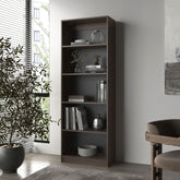 FM FURNITURE Dam Bookcase with Open Storage and 5 Shelves, Stained Walnut