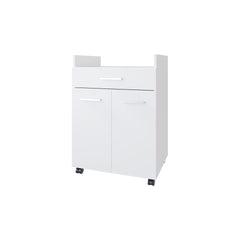 FM FURNITURE Burnside Kitchen Cart with 2 Doors and 1 Drawer, White