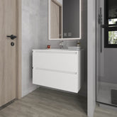 Smoot Floating Vanity with Two Drawers and Sink, White