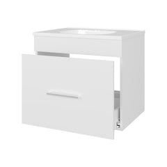 Story Floating Bathroom Vanity Set with Sink, One Drawer White
