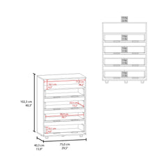 Tokio 4 Drawer Dresser with Open Shelf, Stained Walnut
