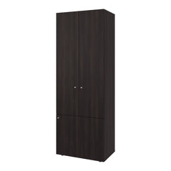 FM FURNITURE Tolleson 3-Door Tall Wardrobe Cabinet with 4 Shelves 鈥 Freestanding Storage Armoire for Bedroom or Entryway, Stained Walnut