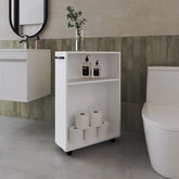 Concho Rolling Storage Cart, Versatile Compact Design for Easy Bathroom and Home Organization, White