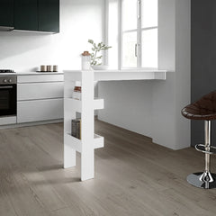 Drysdale Bar Table, Three Open Side Shelves, Modern Design for Kitchen or Dining Area, White