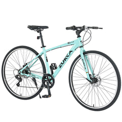 7 Speed Hybrid Bike Aluminum Alloy Frame Double Disc Brakes 700C Road Bike For men women's City Bicycle