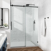 60*76"Fixed & Sliding Shower Door, Square Tube Hardware, Clear Glass Shower Door, 3/8″ (10mm) SGCC Tempered Glass, Stainless Steel