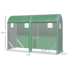 Greenhouse,Walk-in Lean-to Greenhouse,4 Zipper Roll-up Windows & 2 Doors, UV Protecting PE Cover