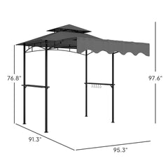 Barbecue Gazebo Shelter,Outdoor Grill Gazebo,with Side Awning,Side Shelves and Hooks