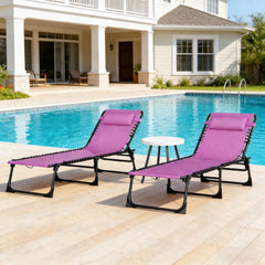 2 Folding Chaise Lounge Pool Chairs,Relaxing Outdoor Chaise Chairs
