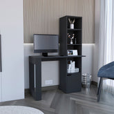 Writing Desk With Bookcase and Cabinet, Black