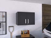Wall Storage Cabinet 20" H, Two Doors, Three Internal Shelves, Black