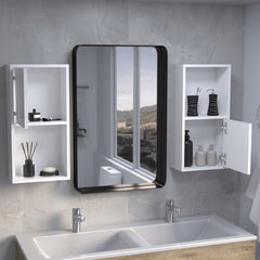 Wall Mounted Bathroom Medicine Cabinet Eak 24" H , Two Doors, Two Shelves,White