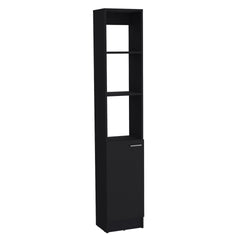 Linen Cabinet, 1 Door, 6 Shelves, Black