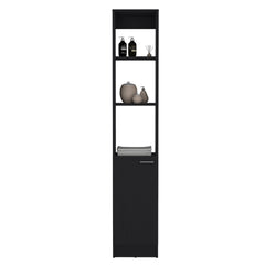 Linen Cabinet, 1 Door, 6 Shelves, Black