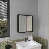 Medicine Cabinet 21.1" H, 1 Door, 4 Shelves, 1 Mirror, Black