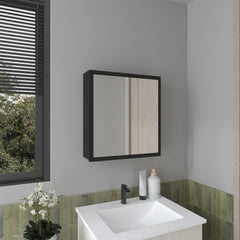 Medicine Cabinet 21.1" H, 1 Door, 4 Shelves, 1 Mirror, Black