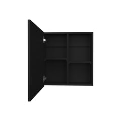 Medicine Cabinet 21.1" H, 1 Door, 4 Shelves, 1 Mirror, Black